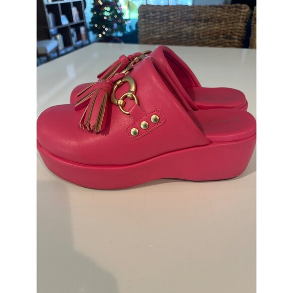 Sam Edelman Jinger Pink Platform Clogs With Gold Tassel Detail - Picture 3 of 8
